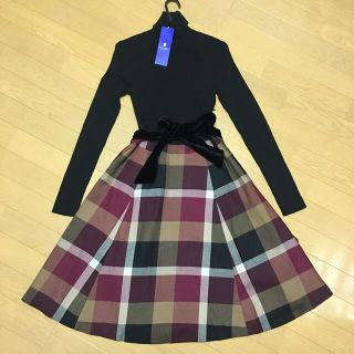 バーバリーブルーレーベル(BURBERRY BLUE LABEL)の新品タグ付き　ブルーレーベルクレストブリッジ   ワンピース　チェック(ひざ丈ワンピース)