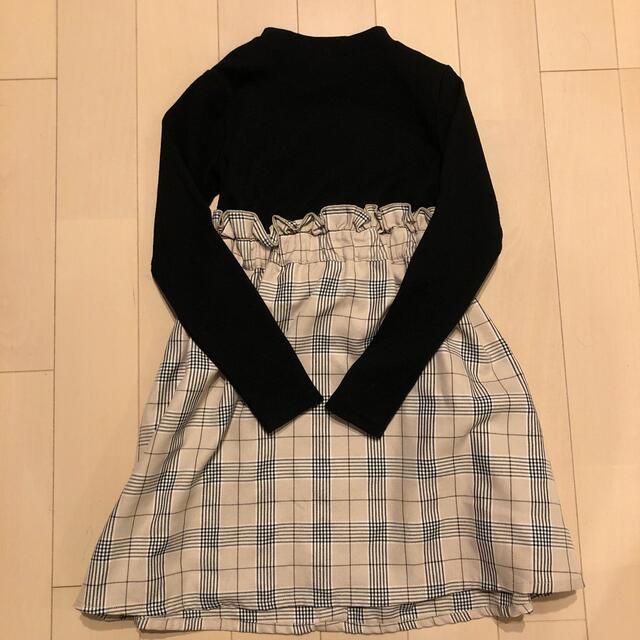 ALGY チェックドッキングワンピース　xs サイズ キッズ/ベビー/マタニティのキッズ服女の子用(90cm~)(ワンピース)の商品写真