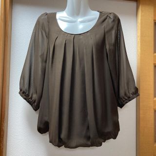 【専用】ブラウンの七分袖シフォントップス(カットソー(長袖/七分))