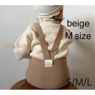 【beige・M】ベビー　ブレース付きタイツ　サスペンダー　肩紐リブソックス　(靴下/タイツ)