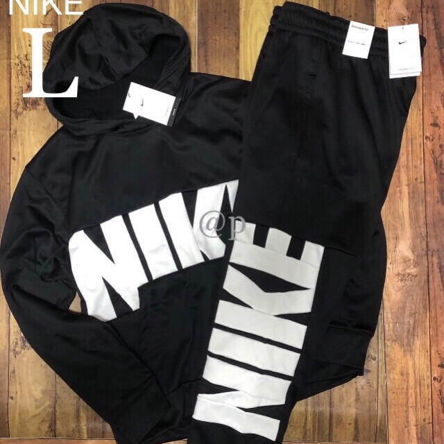 新品 NIKE ナイキ ビッグロゴ 裏起毛 パーカー&パンツ セット 黒  L