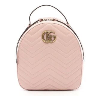 グッチ(Gucci)のGUCCI GGマーモント バックパック リュックサック レザー ピンク(リュック/バックパック)