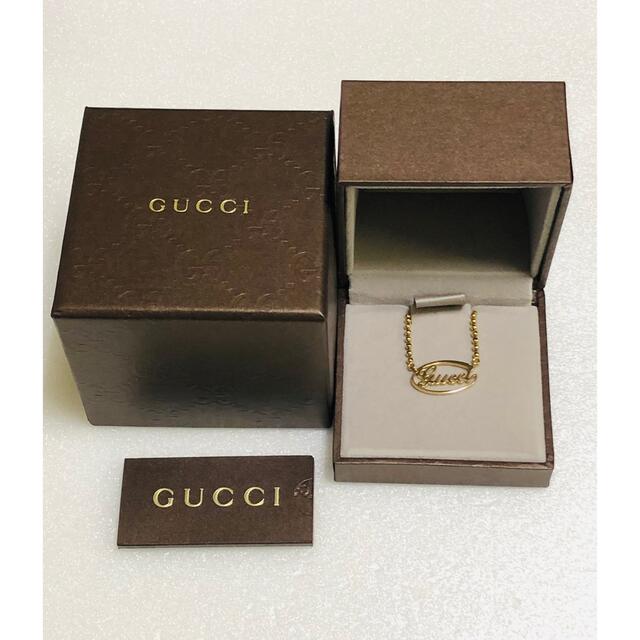 Gucci(グッチ)のGUCCI グッチ　k18 ロゴ　YG 18金　18k ネックレス 未使用 レディースのアクセサリー(ネックレス)の商品写真