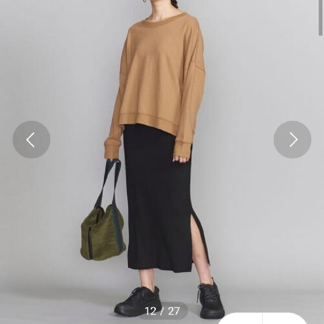 BEAUTY&YOUTH リブサイドスリットタイトニットスカート ウォッシャブル
