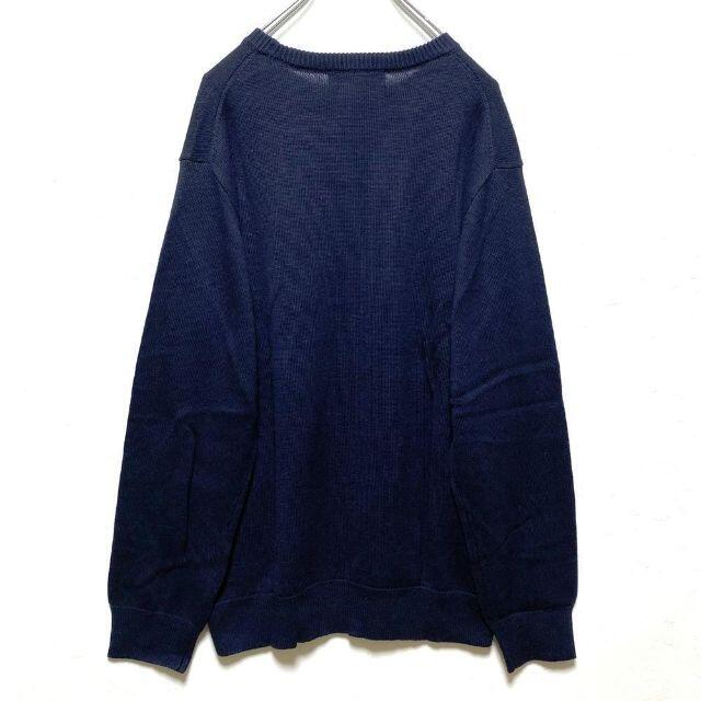 Kappa(カッパ)の【コラボ】カッパ × ナノユニバース ビッグロゴ入りニットセーター 紺（XL） メンズのトップス(ニット/セーター)の商品写真