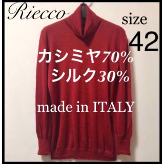 Riecco カシミヤ70%　シルク30%　タートルネックニット　42 イタリア(ニット/セーター)