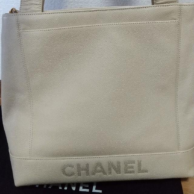 CHANEL(シャネル)の美品☆CHANEL シャネル キャビアスキン トートバッグ ベージュ レディースのバッグ(トートバッグ)の商品写真