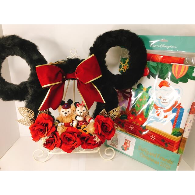 ディズニー ダッフィー シェリーメイ クリスマス タペストリー リース-