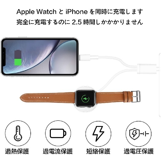 2in1Watch 充電ケーブル ワイヤレス充電器 磁気充電ケーブル ポータブル スマホ/家電/カメラのスマートフォン/携帯電話(バッテリー/充電器)の商品写真