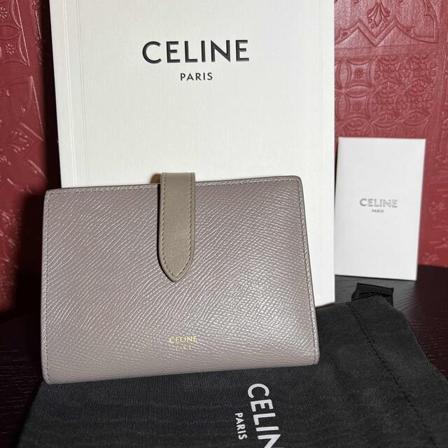 CELINE ミディアム ストラップウォレット  グレインドカーフスキン ぺブル