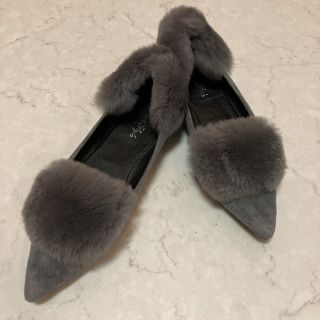 ジミーチュウ(JIMMY CHOO)のファー　パンプス　フラットシューズ 24cm ※ジミーチュウ ではありません※(バレエシューズ)