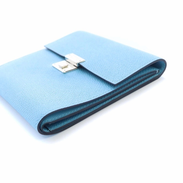 エルメス 2018年製 クリック12 三つ折り 財布 レザー 青 ブルー C刻印