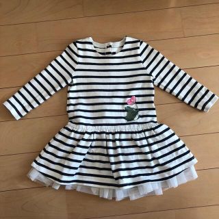 プチバトー(PETIT BATEAU)のプチバトー　トトロ刺繍　ボーダーワンピース　24m(ワンピース)