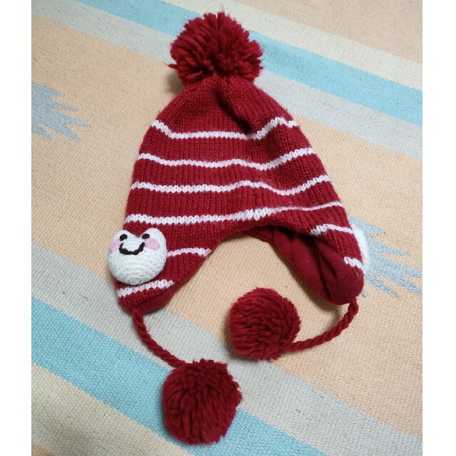 幼児ニット帽　Sサイズ　赤 キッズ/ベビー/マタニティのこども用ファッション小物(帽子)の商品写真