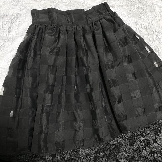 ♡evelyn♡スクエア柄スカート♡黒♡ブラック♡ レディースのスカート(ひざ丈スカート)の商品写真