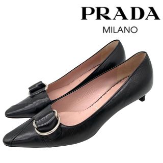 プラダ(PRADA)のPRADA プラダ ポインテッドトゥ ベルト 黒 ブラック 23cm(ハイヒール/パンプス)