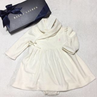 ラルフローレン(Ralph Lauren)の新品✨ベロアホワイト ベビー ドレス 6M/70 (ワンピース)