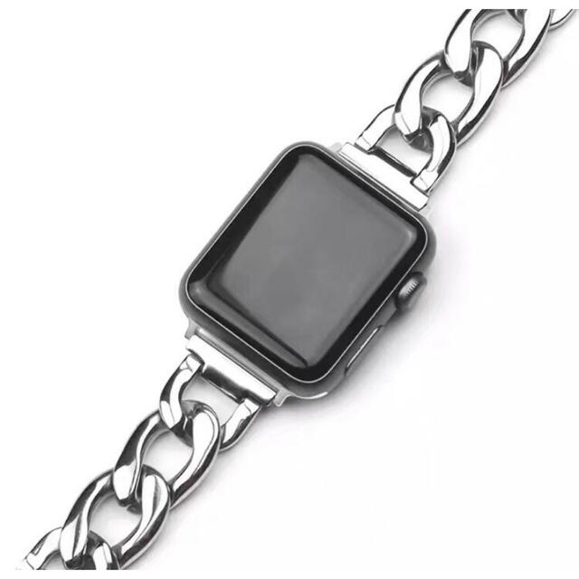 ●アップルウォッチバンド 44 42 チェーン Apple Watch シルバー レディースのファッション小物(腕時計)の商品写真