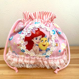 限定sale!お弁当袋　プリンセス　アリエル　巾着　ハンドメイド　入園　入学(外出用品)