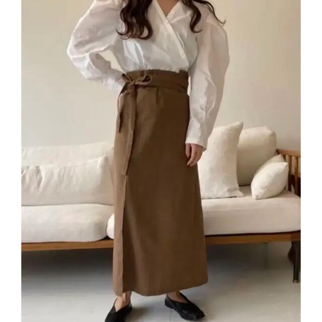 lawgy linen ligature skirt (brown) 1