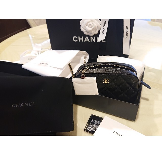 CHANEL - CHANEL 黒 キャビアスキン 完売品 カメラバッグ チェーン