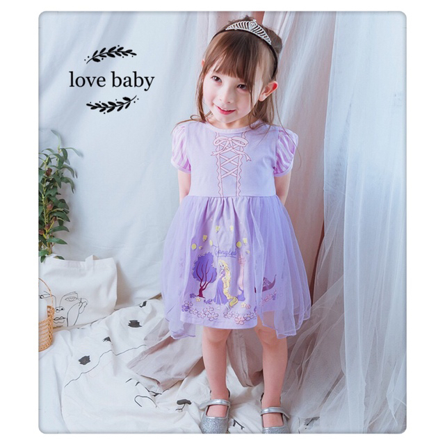 ラプンツェル風紫子ども普段着子どもワンピース子ども半袖長袖の通販 By Love Baby S Shop ラクマ