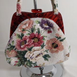 和装バッグ ビーズバッグ フォーマル 草花 がま口