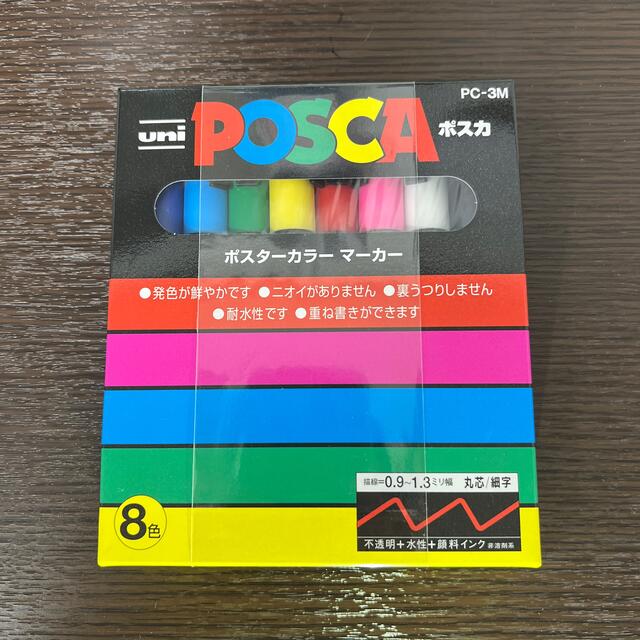 三菱(ミツビシ)の三菱鉛筆 水性ペン ポスカ 細字 丸芯 8色 PC3M8C インテリア/住まい/日用品の文房具(ペン/マーカー)の商品写真