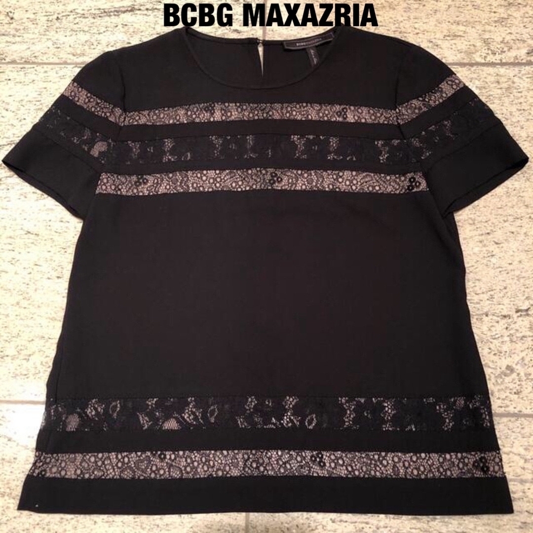 BCBGMAXAZRIA(ビーシービージーマックスアズリア)のBCBGMAXAZRIA トップス★ブラック★XXS★半袖★レース★レア品 レディースのトップス(カットソー(半袖/袖なし))の商品写真