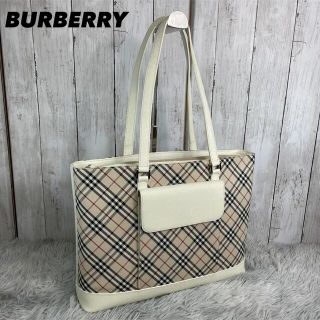 バーバリー(BURBERRY)の●美品●BURBERRY バーバリー　トートバッグ　ノバチェック×ホワイト(トートバッグ)