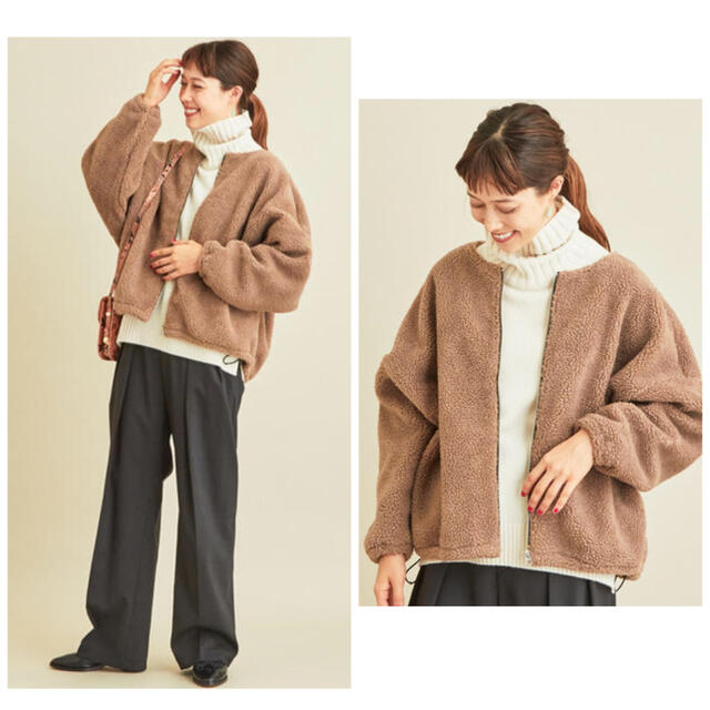 BEAUTY&YOUTH UNITED ARROWS(ビューティアンドユースユナイテッドアローズ)の美品* BEAUTY&YOUTH ボアフリースノーカラーブルゾン レディースのジャケット/アウター(ブルゾン)の商品写真