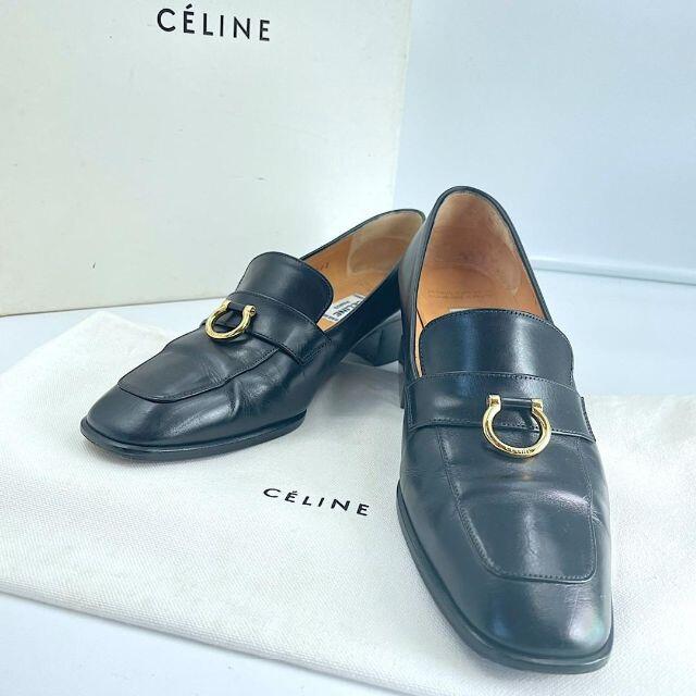 celine(セリーヌ)の【美品】セリーヌ スクエアトゥ ビット レザー ローファー ブラック 36 レディースの靴/シューズ(ローファー/革靴)の商品写真