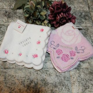 プライベートレーベル(PRIVATE LABEL)の【超オススメ】プライベートレーベル＆レノマ　バラ刺繍タオルハンカチ　2枚(ハンカチ)