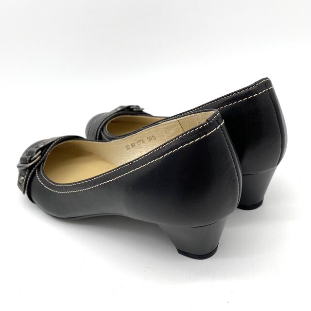 REGAL(リーガル)の【美品】REGAL リーガル レザー ベルト パンプス 黒 24cm レディースの靴/シューズ(ハイヒール/パンプス)の商品写真