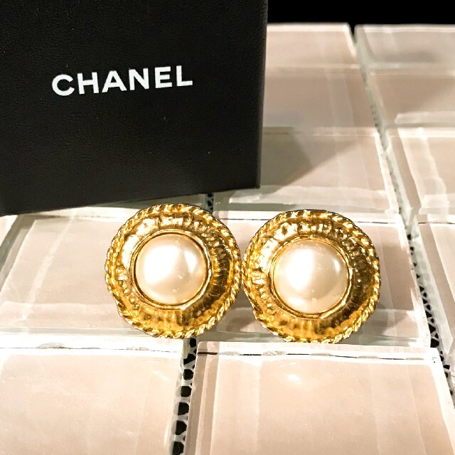 アクセサリーCHANEL☆シャネル☆イヤリング☆パール ゴールド☆ヴィンテージ