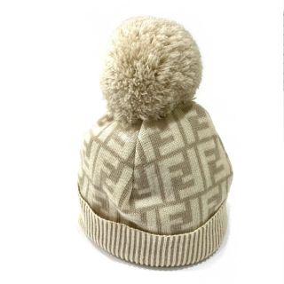 FENDI - 美品 フェンディ FF ズッカ ポンポン付き ニットキャップ