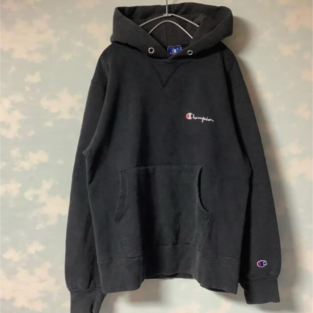 Champion(チャンピオン)のChampion★パーカー★黒★レディースM キッズ150 ヴィンテージ古着 レディースのトップス(パーカー)の商品写真