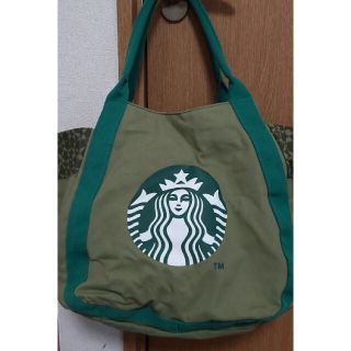 スターバックスコーヒー(Starbucks Coffee)のSTARBUCKS  ビッグトート  カーキ  美品(トートバッグ)