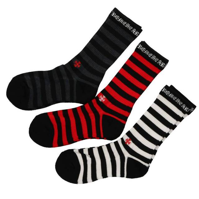 枚数限定 新品 クロムハーツ ボーダーソックス 3 Pack M | www
