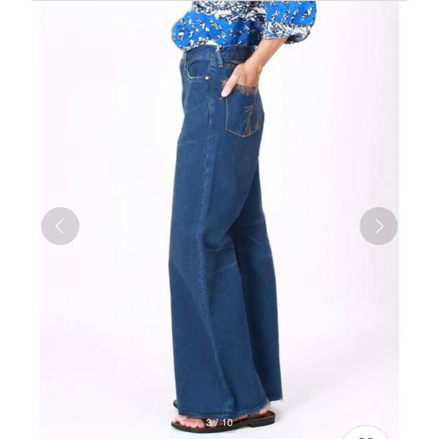 45R(フォーティファイブアール)のおこめコバチ比女 はたらきもの ワイドデニムパンツ レディースのパンツ(デニム/ジーンズ)の商品写真