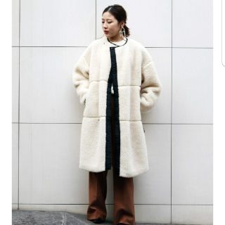 nmmaaの部屋未使用級✨ハイク FAUX SHEARLING COAT ボアコート 白 1