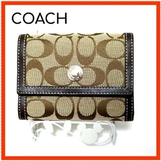 コーチ(COACH)の美品✿COACH 折り財布.ブラウン.ラグジュアリー.総柄(折り財布)