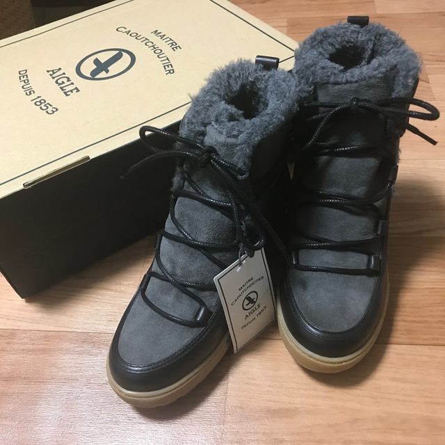 【未使用】AIGLE ウインターブーツ スノーブーツ ブラック 黒 23/36 9