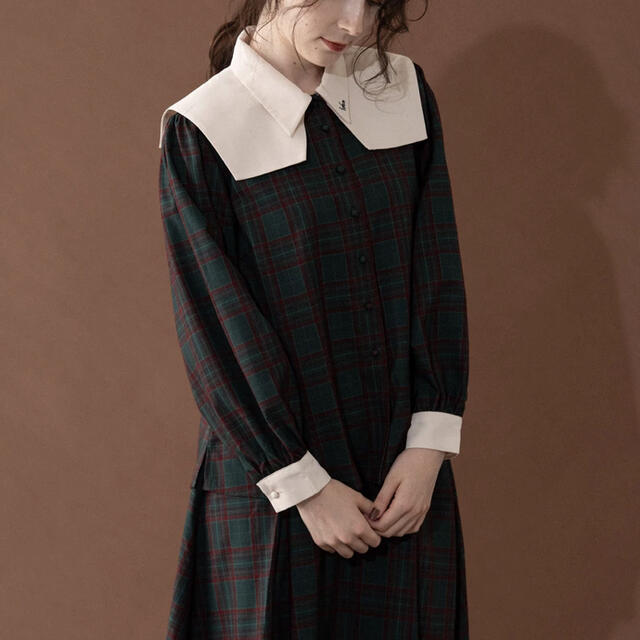 完成品 blouse 【idem】check & skirt check シャツ/ブラウス(長袖/七 