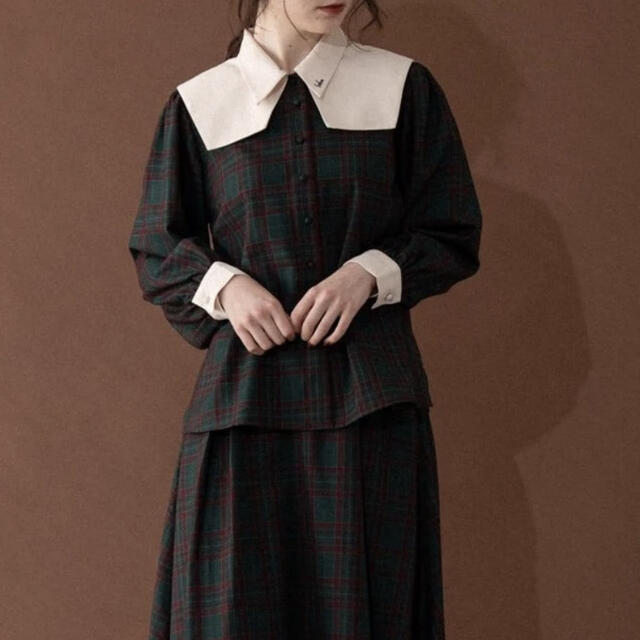 【idem】check blouse & check skirt