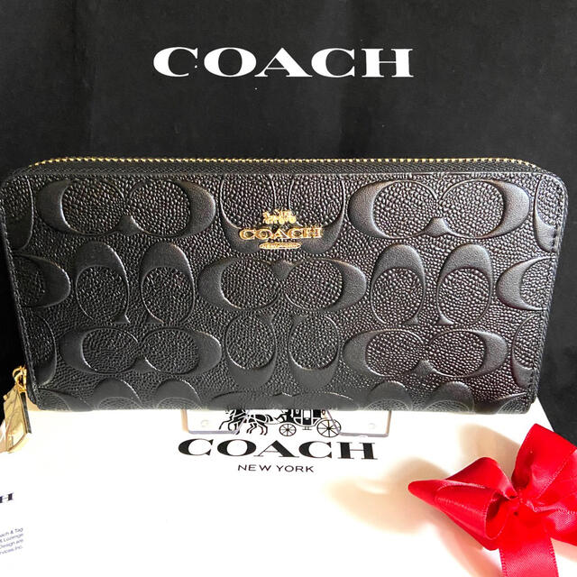 COACH(コーチ)のプレゼントにも❤️コーチ ラウンドジップ 長財布 エンボスドシグネチャー メンズのファッション小物(長財布)の商品写真