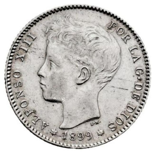 スペイン アルフォンソ13世 1899年 1PESETA @120 貨幣