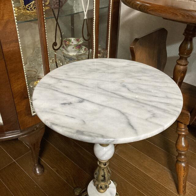 アンティーク大理石テーブル　真鍮