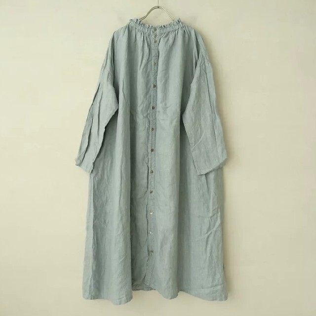 nest Robe - ネストローブ♡リネンシャーリングネックワンピースの通販 nest Robe - ネストローブ♡リネンシャーリングネックワンピースの通販