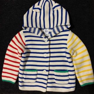 ベビーギャップ(babyGAP)の【美品】ベビーギャップ　くま耳ニットカーディガン　70(6-12ヶ月)(カーディガン/ボレロ)